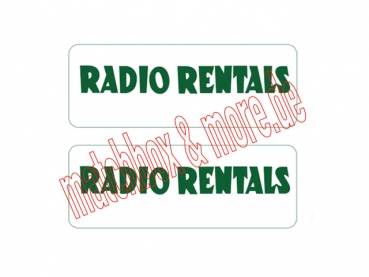 "RENTALS" Decals für T.V. VAN No. 62B