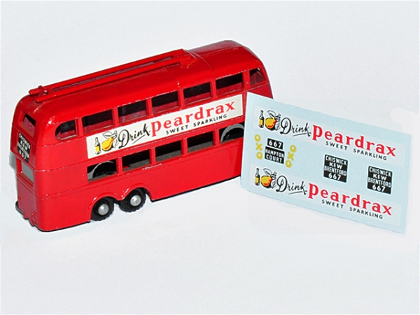 Matchbox Lesney Stickers for 56a London Trolley Bus 'Drink Peardrax'